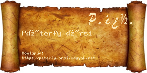 Péterfy Örsi névjegykártya